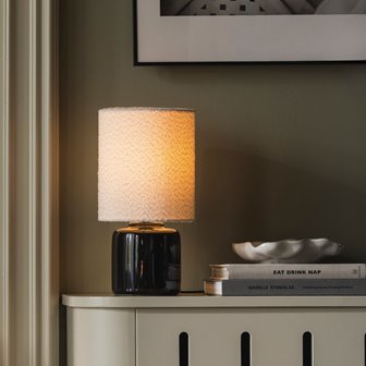 Czarna lampa stołowa japandi boucle Florian 39cm